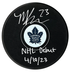 Matthew Knies Autographed Toronto Maple Leafs Debut Inscribed Puck (COJO Sports)