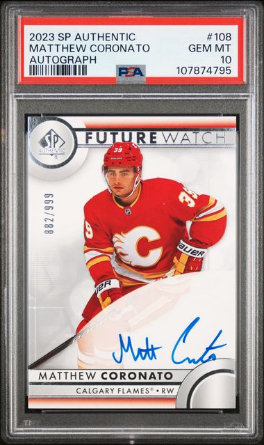 2023-24 SP Authentic #108 Matthew Coronato #882/999 PSA 10 (Rookie)