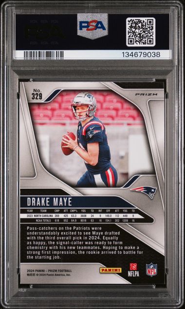 2024 Panini Prizm Orange Ice #329 Drake Maye PSA 9 (Rookie)