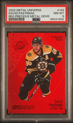 2022-23 Metal Universe Precious Metal Gems Red #142 David Pastrnak #045/100 PSA 8 | Eastridge Sports Cards