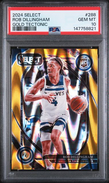 2024-25 Panini Select Gold Tectonic #288 Rob Dillingham #09/10 PSA 10 (Rookie)