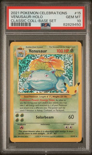 2021 Pokemon Celebrations Classic Collection #15 Venusaur- Holo PSA 10