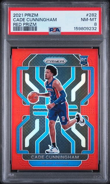 2021-22 Panini Prizm Red Prizm #282 Cade Cunningham #086/299 PSA 8 (Rookie)
