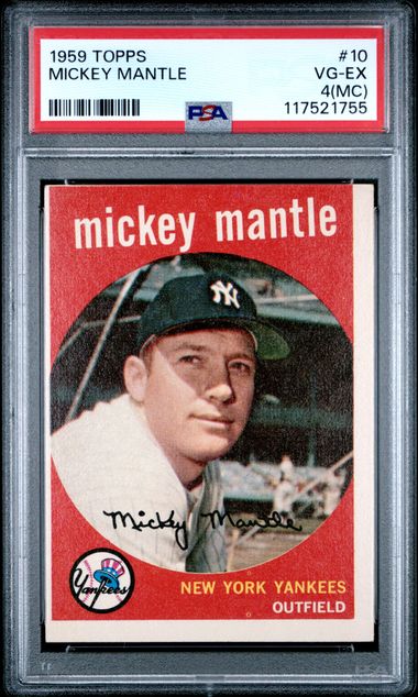 1959 Topps #10 Mickey Mantle PSA 4(MC)