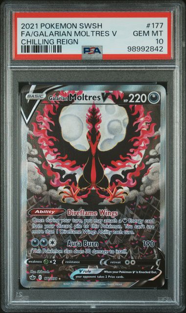 2021 Pokemon Chilling Reign #177 Galarian Moltres V- Full Art PSA 10
