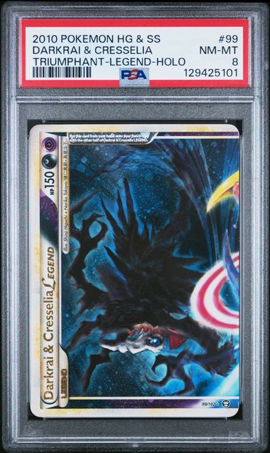 2010 Pokemon Triumphant #99 Darkrai & Cresselia - Legend Holo PSA 8