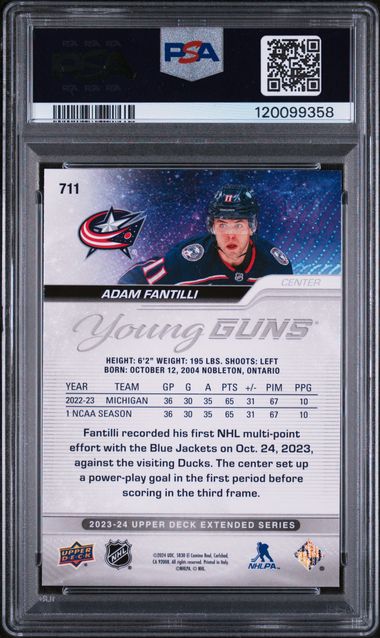 2023-24 Upper Deck #711 Adam Fantilli PSA 9 (Rookie)