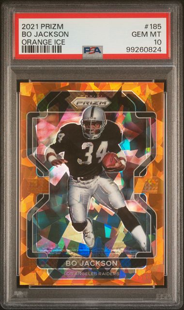2021 Panini Prizm Orange Ice #185 Bo Jackson PSA 10