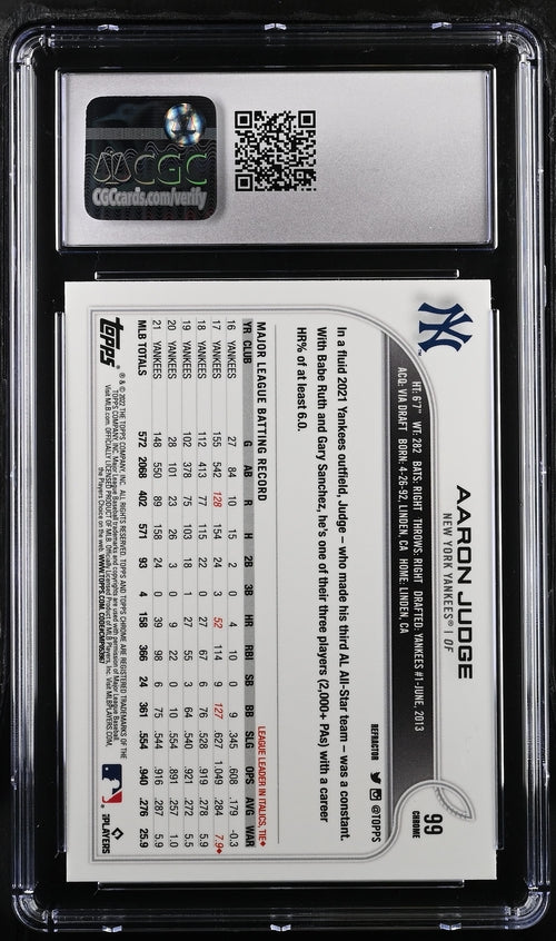 2022 Topps Chrome Refractor #99 Aaron Judge CGC 10