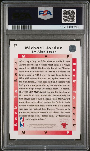 1992-93 Upper Deck MVP #67 Michael Jordan PSA 8