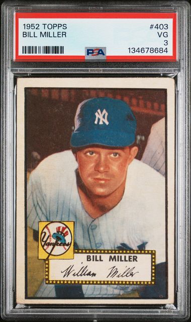 1952 Topps #403 Bill Miller PSA 3