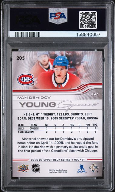 2025-26 Upper Deck #205 Ivan Demidov PSA 9 (Rookie)