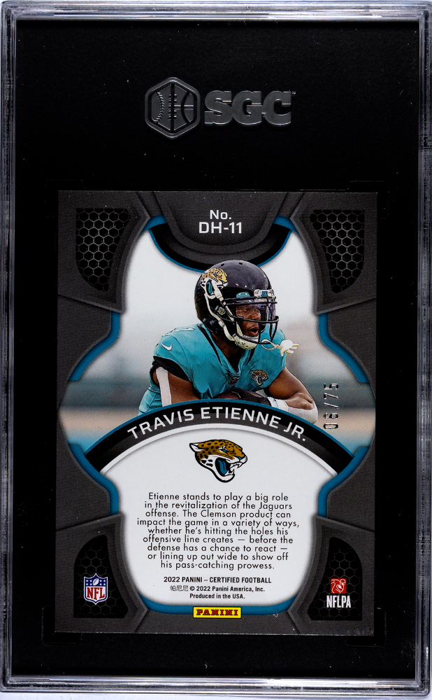 2022 Panini Certified Dark Horses Mirror Blue #DH-11 Travis Etienne Jr. #06/75 SGC 10