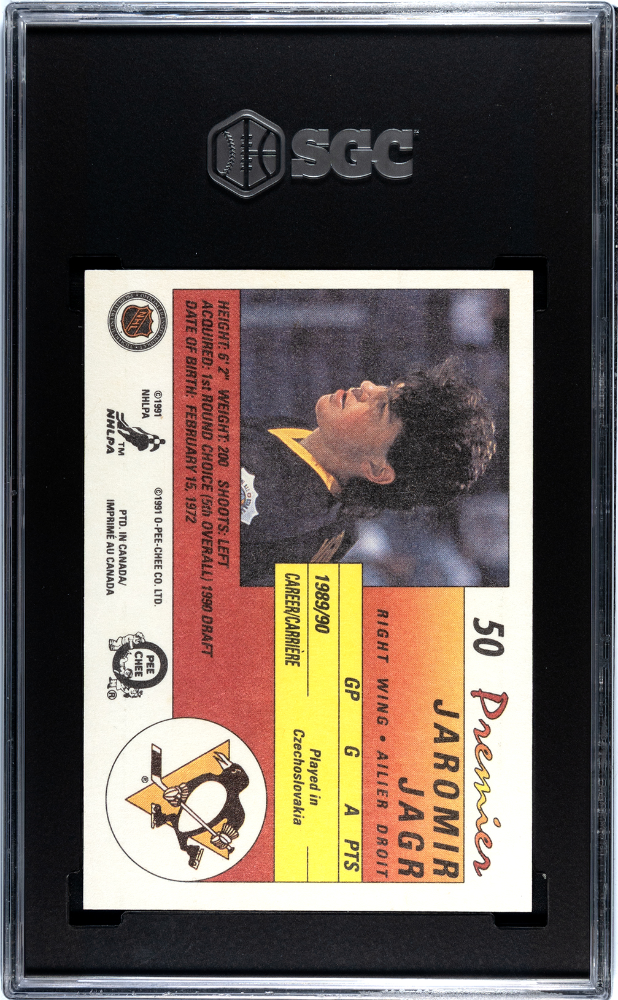 1990-91 OPC Premier #50 Jaromir Jagr SGC 10 (Rookie)