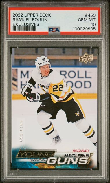 2022-23 Upper Deck Exclusives #453 Samuel Poulin #033/100 PSA 10 (Rookie)