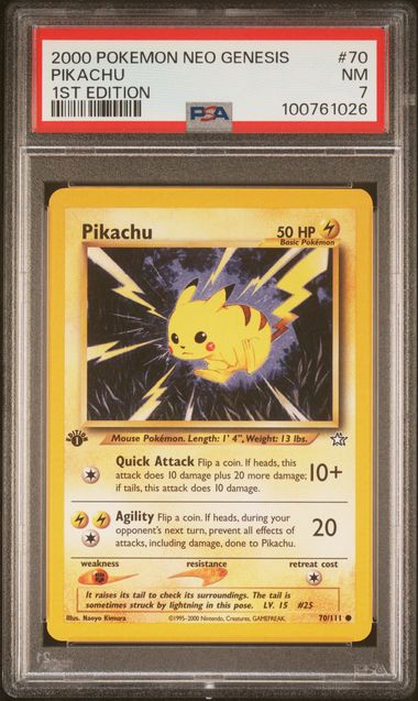 2000 Pokemon Neo Genesis 1st Edition #70 Pikachu PSA 7
