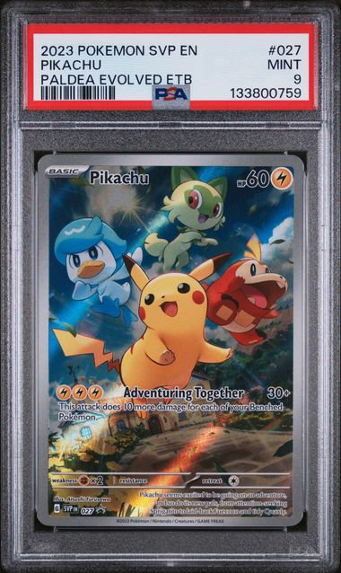 2023 Pokemon Paldea Evolved ETB Promo #027 Pikachu PSA 9