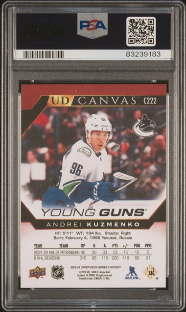 2022-23 Upper Deck UD Canvas #C222 Andrei Kuzmenko PSA 9 (Rookie)