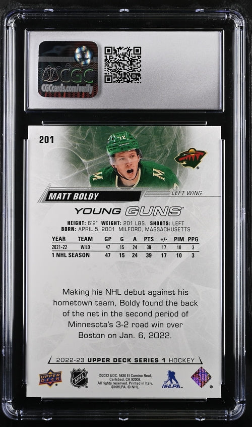 2022-23 Upper Deck #201 Matt Boldy CGC 9.5 (Rookie)