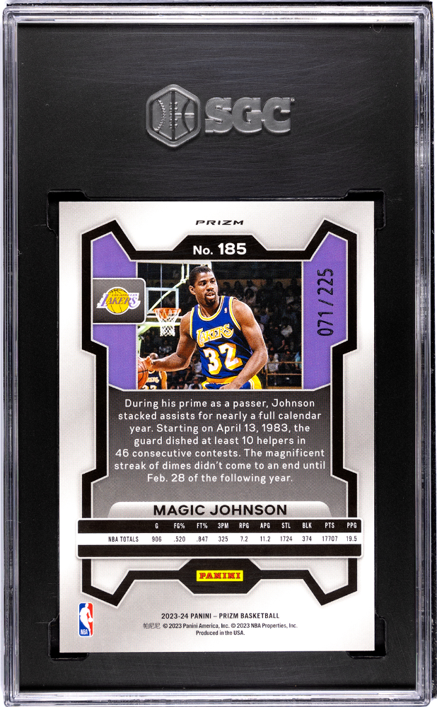 2023-24 Panini Prizm Teal Ice Prizm #185 Magic Johnson #071/225 SGC 9.5