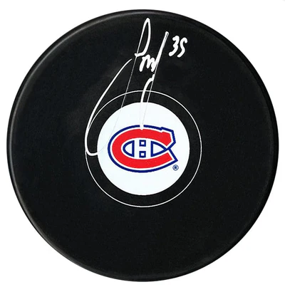 Sam Montembeault Autographed Montreal Canadiens Puck (COJO Sports)
