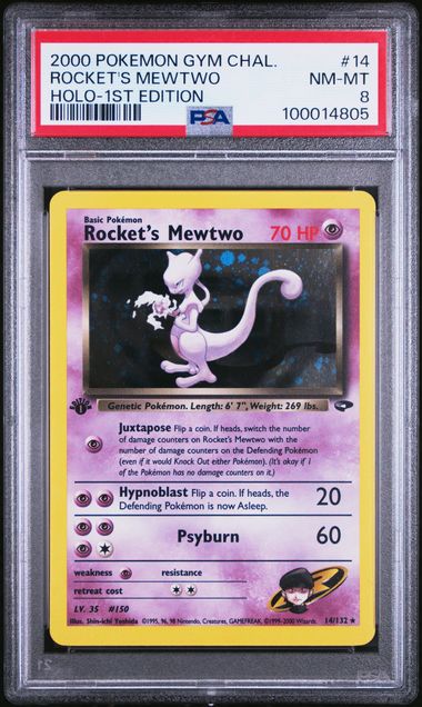 2000 Pokemon Gym Challenge 1st Edition #14 Rocket's Mewtwo- Holo PSA 8