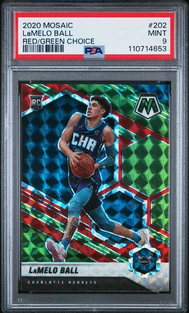 2020-21 Panini Mosaic Red/Green Choice #202 LaMelo Ball PSA 9 (Rookie)