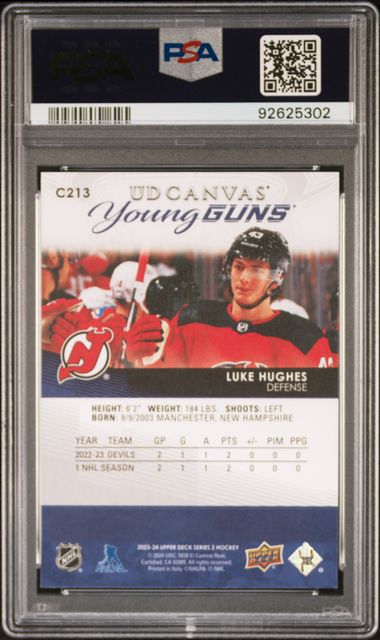 2023-24 Upper Deck Canvas #C213 Luke Hughes PSA 9 (Rookie)