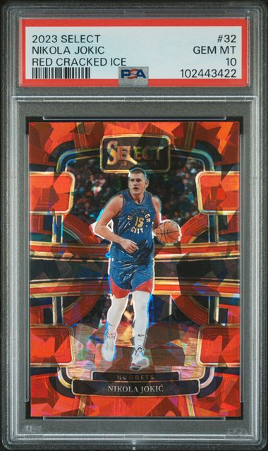 2023-24 Panini Select Red Cracked Ice #32 Nikola Jokic PSA 10
