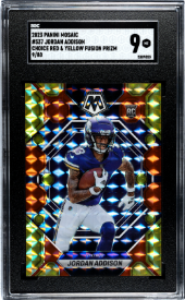 2023 Mosaic Choice Red & Yellow Fusion Prizm #337 Jordan Addison #09/80 SGC 9 (Rookie) | Eastridge Sports Cards