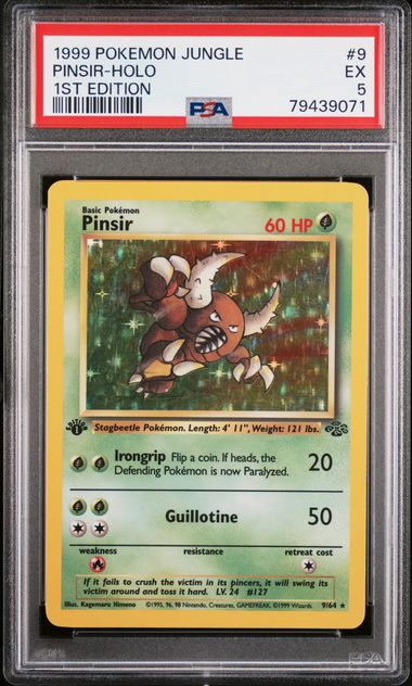 1999 Pokemon Jungle 1st Edition #7 Pinsir- Holo PSA 7