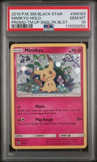 2019 Pokemon Team Up Single Pack Blister Promo #SM163 Mimikyu - Holo PSA 10