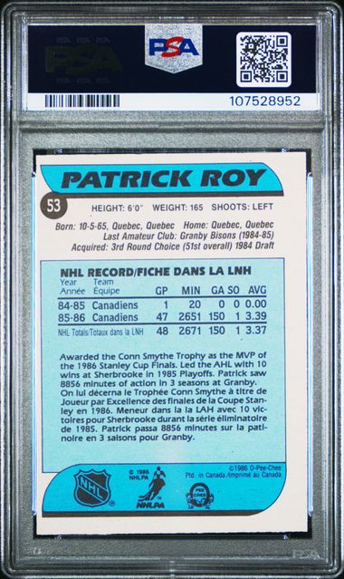 1986-87 O-Pee-Chee #53 Patrick Roy PSA 5 (Rookie) | Eastridge Sports Cards