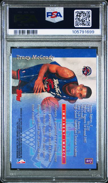 1997-98 Stadium Club #217 Tracy McGrady PSA 8 (Rookie)