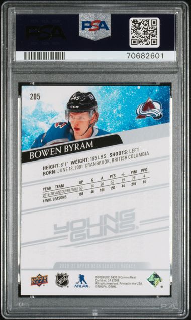 2020-21 Upper Deck #205 Bowen Byram PSA 10 (Rookie)