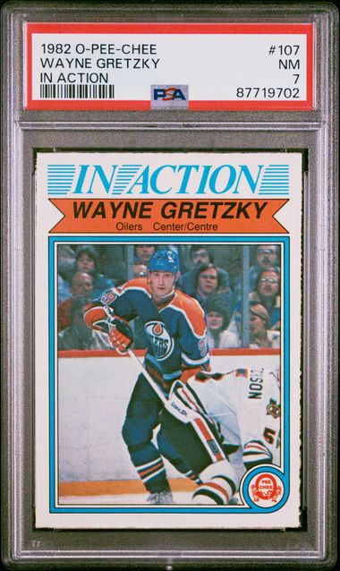 1982-83 O-Pee-Chee #107 Wayne Gretzky- In Action PSA 7 | Eastridge Sports Cards