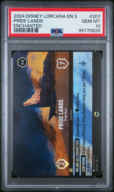 2024 Disney Lorcana Into the Inklands #207 Pride Lands - Pride Rock (Enchanted) PSA 10