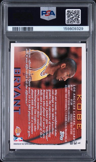 1996-97 Topps #138 Kobe Bryant PSA 9 (Rookie)