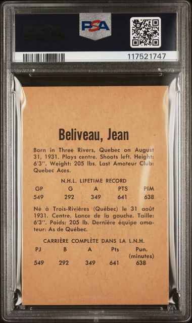 1962-63 Parkhurst #39 Jean Beliveau PSA 4