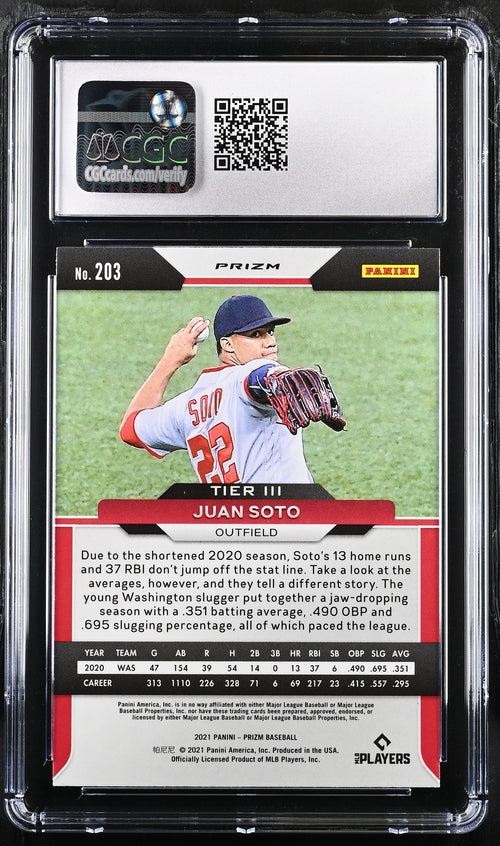 2021 Panini Prizm Purple #203 Juan Soto CGC 8.5
