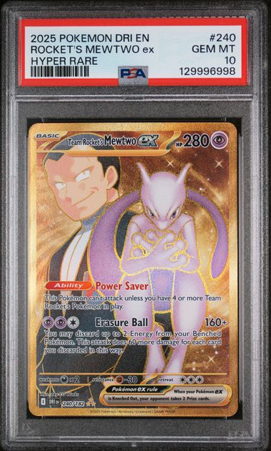 2025 Pokemon Destined Rivals #240 Rocket's Mewtwo- Hyper Rare PSA 10