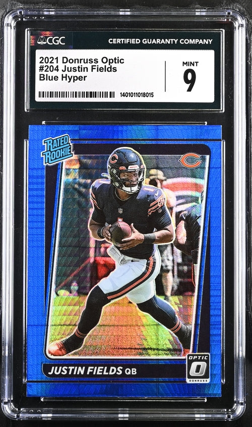 2021 Donruss Optic Blue Hyper #204 Justin Fields CGC 9 (Rookie)