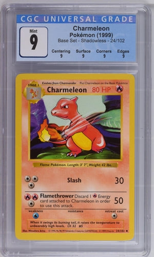 1999 Pokemon Base Set Unlimited Shadowless #24 Charmeleon CGC 9