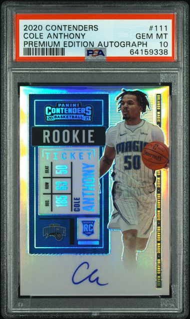 2020-21 Panini Contenders Premium Edition Autograph #111 Cole Anthony PSA 10 (Rookie)