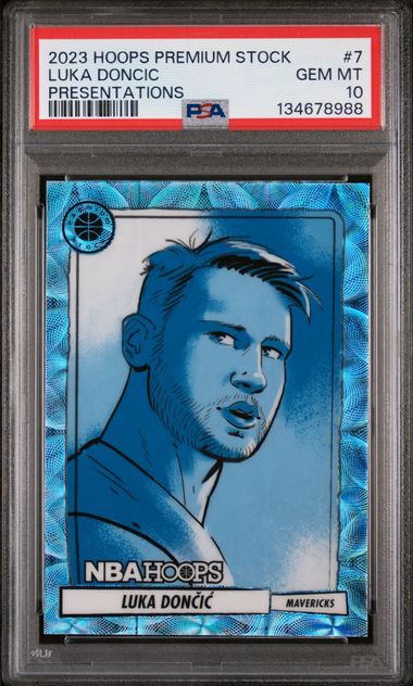 2023-24 Hoops Premium Stock Presentations #7 Luka Doncic PSA 10