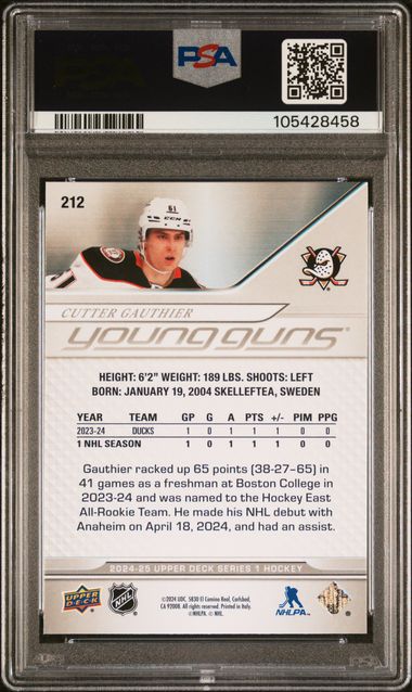 2024-25 Upper Deck #212 Cutter Gauthier PSA 6 (Rookie) | Eastridge Sports Cards
