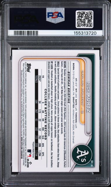 2024 Bowman Draft Chrome #BDC56 Nick Kurtz PSA 9