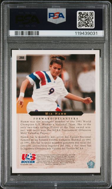 1994 UD World Cup of Soccer English/Spanish #268 Mia Hamm PSA 9 (Rookie)