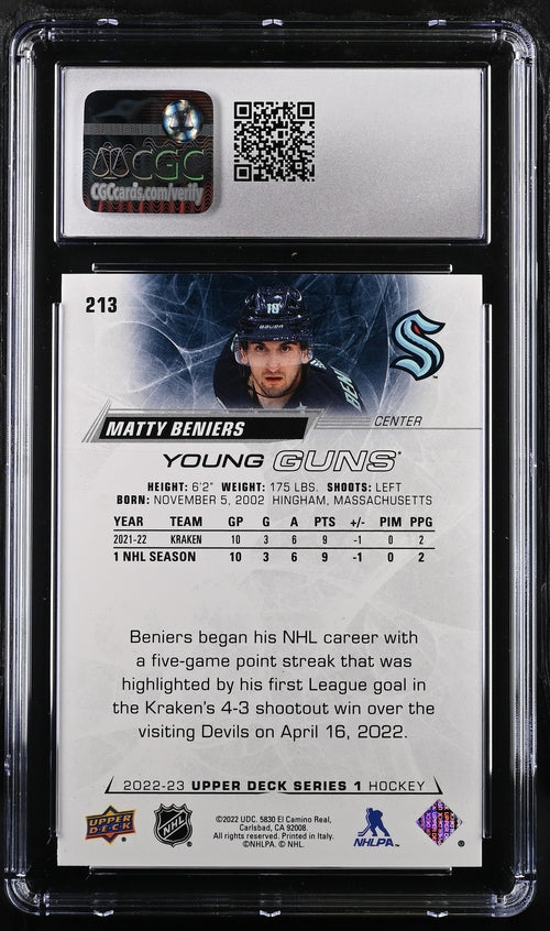 2022-23 Upper Deck #213 Matty Beniers CGC 8.5 (Rookie)
