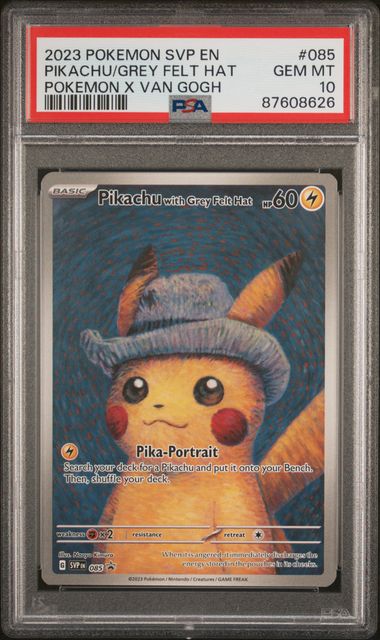 2023 Pokemon Pokemon X Van Gogh Promo #085 Pikachu with Grey Felt Hat PSA 10